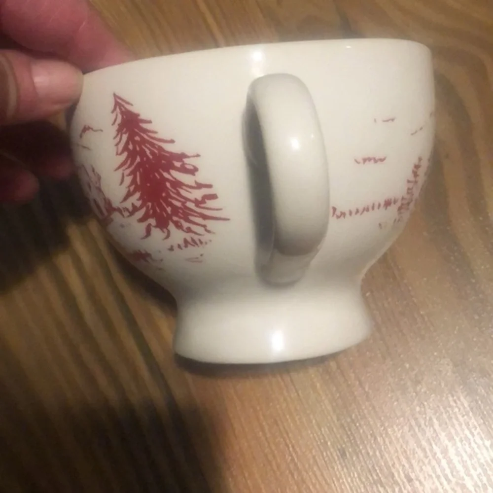 Anthro Cappuccino Mug Holiday Toile